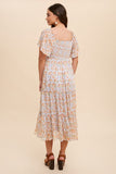 Square Neck Tiered Midi Dress