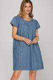 Short Sleeve Denim Dress
