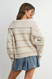 Collared Striped Cardigan Sweater