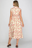 Zip Front Floral Smocked Waist Dress
