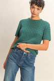 Cable Knit Short Sleeve Sweater