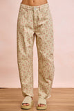 Flower Print Barrel Leg Jeans