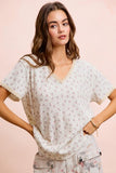 Floral Textured V-Neck Top