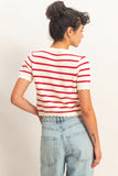 Striped Scallop Edge Cardigan