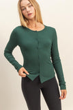Button Front Ribbed Knit Top