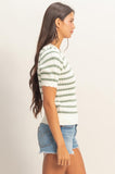 Striped Scallop Edge Knit Top