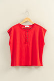 Henley Cap Sleeve Top