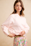 Notch Neck Lace French Terry Sweatshirt