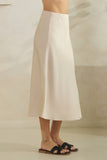 Solid Satin Midi Skirt