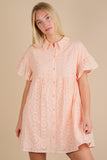 Eyelet Ruffled Mini Shirt Dress