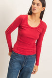 Pigment Dyed Scoop Neck Top