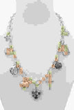 Multi Charm Ceramic Heart, Cross Necklace