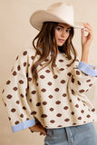 Polka Dot Sweater with Contrast Trim