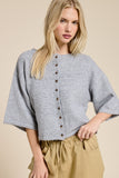 Wide Sleeve Button Front Knit Cardigan
