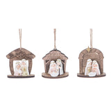 Resin/wood Mini Holy Family Nativity Ornament