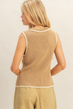 Knit Vest With Contrast Trim