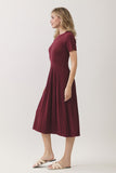 Ribbed Short Sleeve Midi Dress