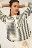 Striped Long Sleeve Henley Top