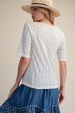 Ditsy Printed Ribbed Top