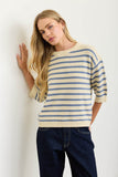 Striped Crewneck Short Sleeve Sweater