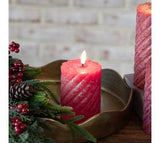 Led Red Twist Pillar Candle