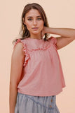 Ruffle Detail Solid Knit Top