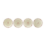 Hand-painted Stoneware Scalloped Plate W Botanicals & Colored Rim
