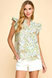 Floral Ruffle Detail Top