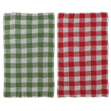 Cotton Knit Tea Towel W Check Pattern,