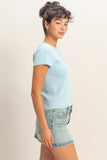 Button Front Short Sleeve Top