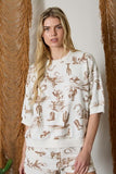 Western Print Knit Top