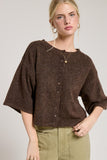Wide Sleeve Button Front Knit Cardigan