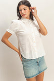 Puff Sleeve Button Up Top