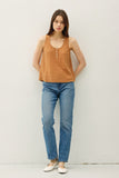 Cotton Gauze Henley Tank