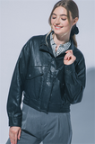 Faux Leather Bomber Jacket