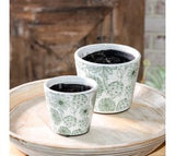Green Mixed Flower Print Pots