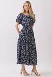 Abstract Floral Midi Dress