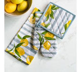 3 Pc Lemon Print Mit, Towel & Potholder Set