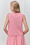 Gingham Pintuck Top