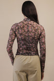 High Neck Sheer Mesh Lace Top