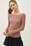Ribbed Boat Neck Top