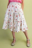 Floral Ruffled Midi Skirt