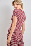 Striped Short Sleeve Knit Top