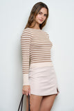 Striped Long Sleeve Boat Neck Sweater