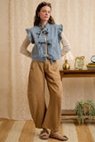 Striped Tie Front Chambray Vest