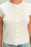 Button Front Short Sleeve Top
