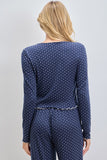 Polka Dot Print Button Up Top