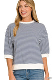 Striped Contrast Trim Top