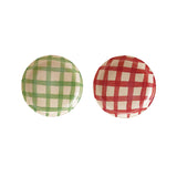 Hand-painted Stoneware Dish W Plaid Pattern