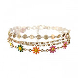 Multi Daisy 4 Layered Bracelet